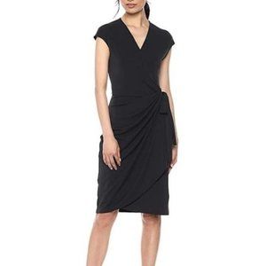 NWT Lark & Ro Classic Cap Sleeve V-Neck Compact Matte Wrap Dress, Large